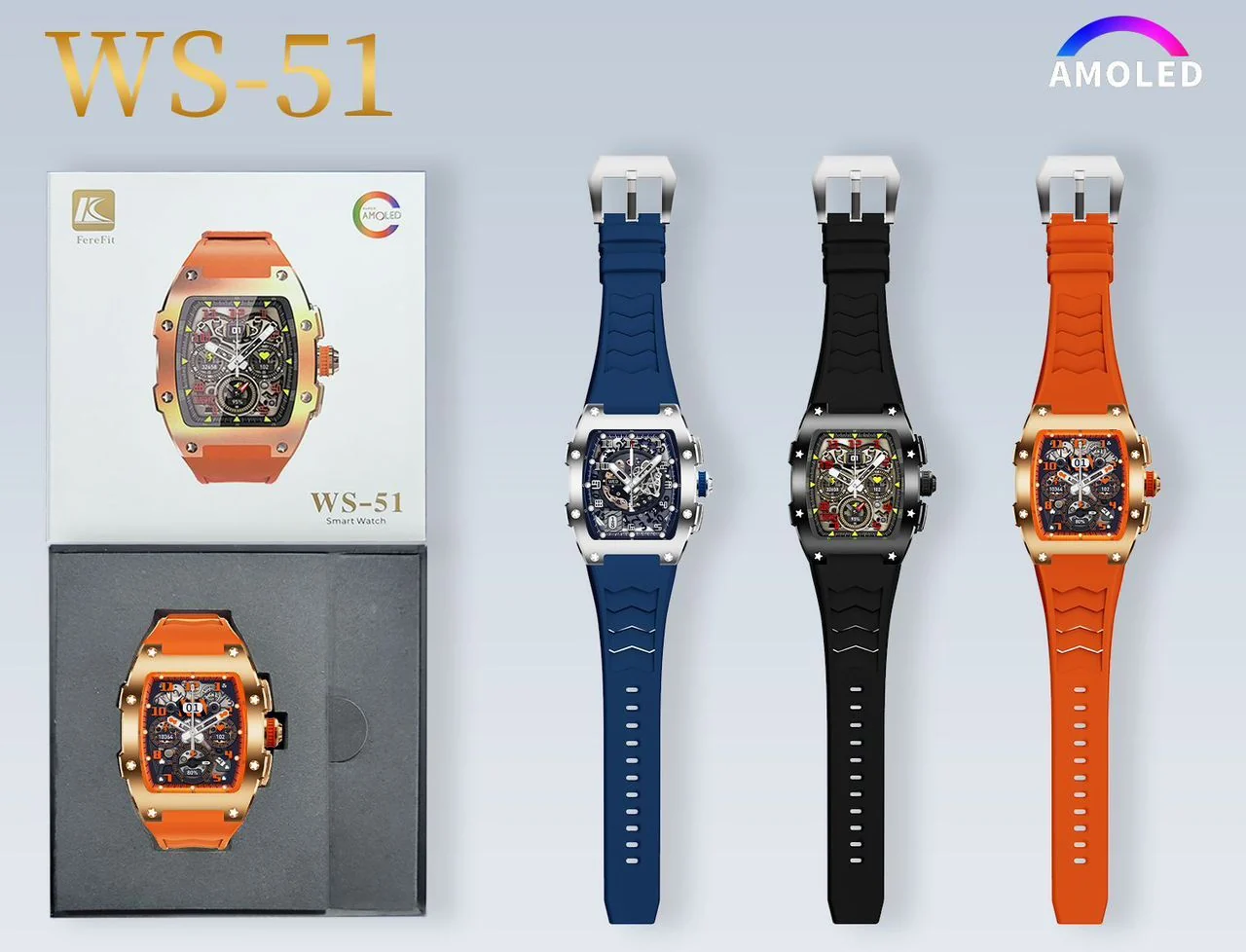 WS-51 Muller Smartwatch Waterproof Amoled Display
